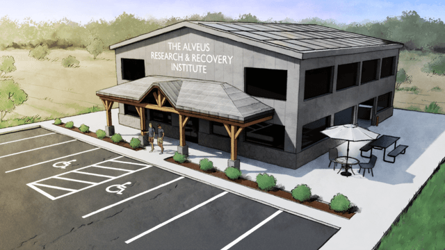 Drawing of the Alveus Research & Recovery Institute building