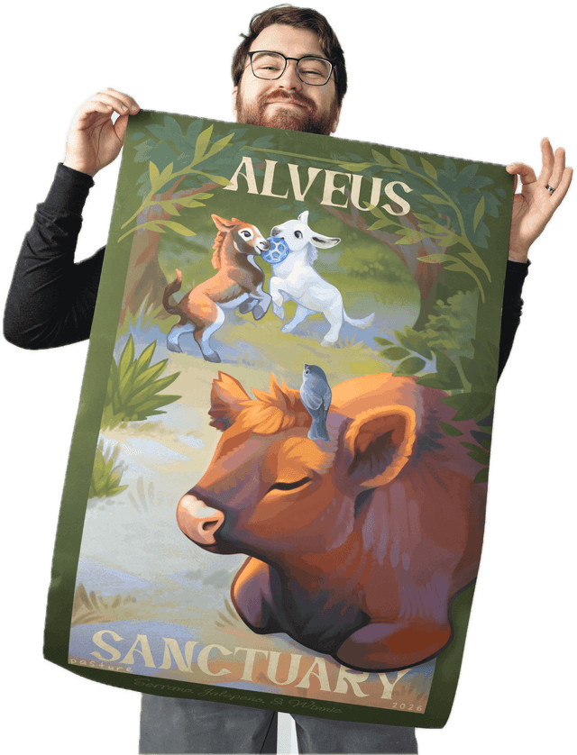 Connor holding the Pasture Pals Poster