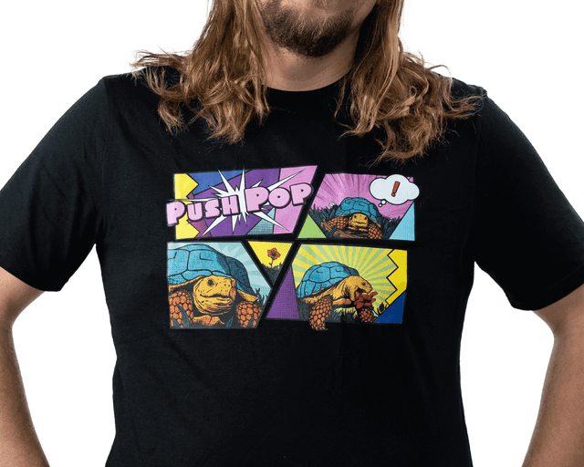 Daniel wearing the Pushpop Story T-Shirt