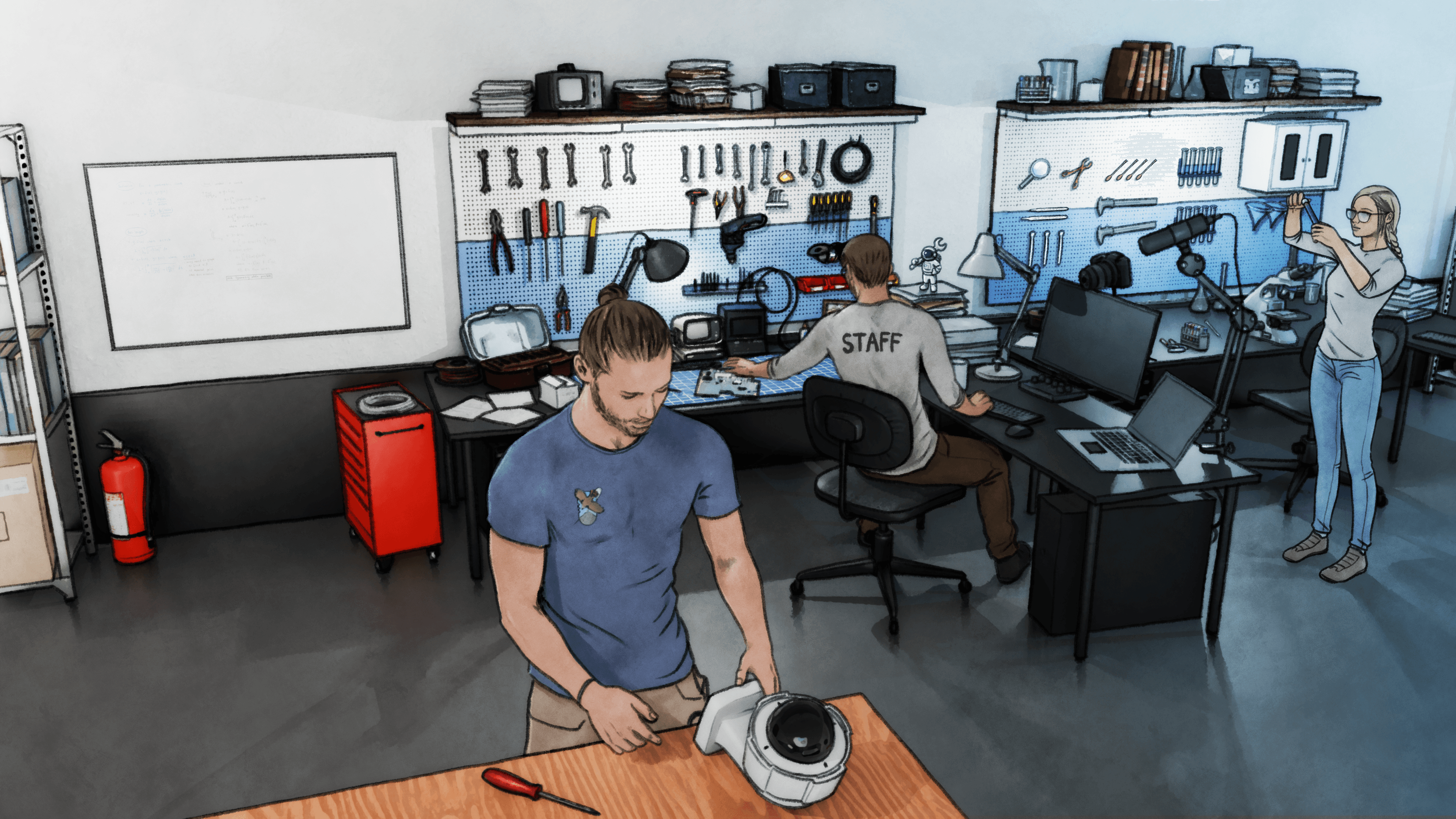 Drawing of the technology lab area of the institute